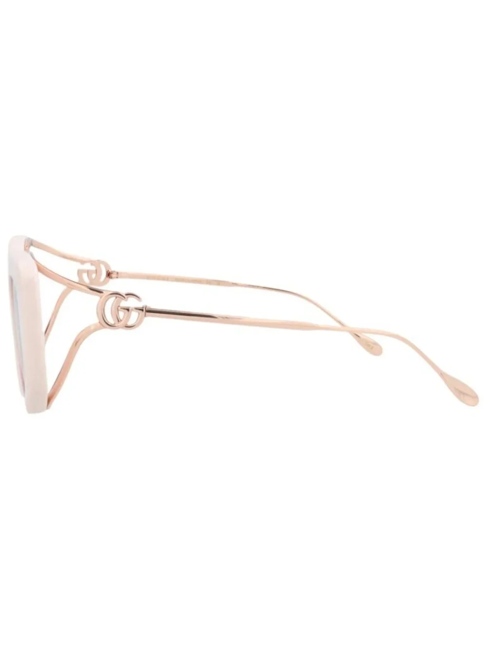 New Gucci Women's Sunglasses Square Rectangle Injection Frame Ivory Gold Violet